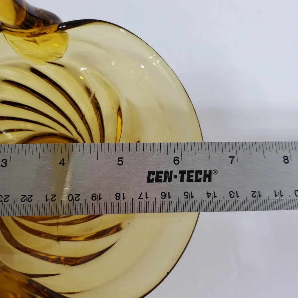 Vintage Amber Glass Swirl Basket Decor Amber Hand Blown Art Glass